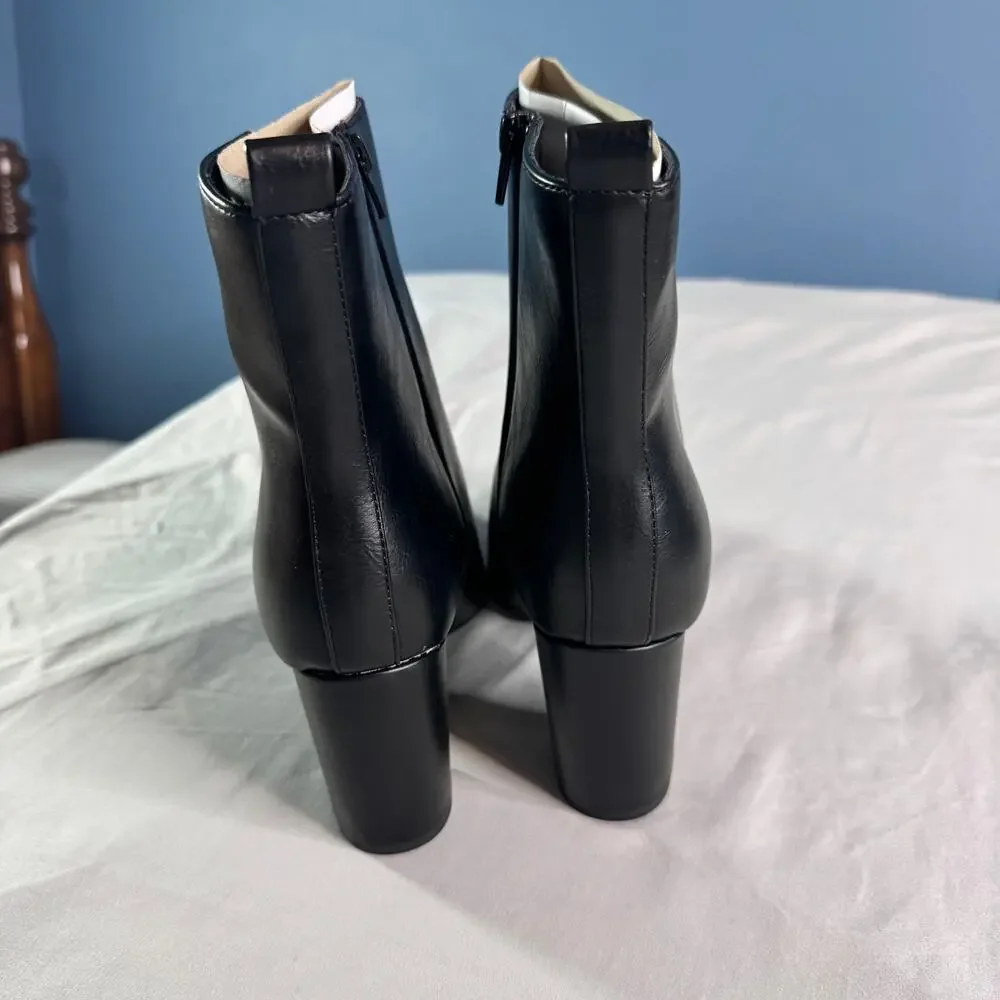 JustFab Olivia-E Black Ankle Booties Sz 9 Pointed Toe Block Heel Zip NIB - Picture 3 of 10